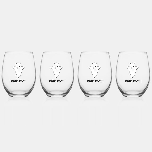 FEELIN’ BOOvy! Stemless 16oz Weingläser Weinglas Ohne Stiel (Vorderseite)
