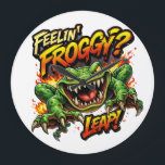Feelin' Froggy?  Leap! Angry frog clock Große Wanduhr<br><div class="desc">A bold and funny design featuring a wild,  fiery frog ready to jump! Perfect for people who love humor,  attitude,  and unique graphic design</div>