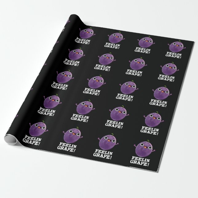 Feelin Grape Funny Frucht Pun Dark BG Geschenkpapier (Ungerollt)