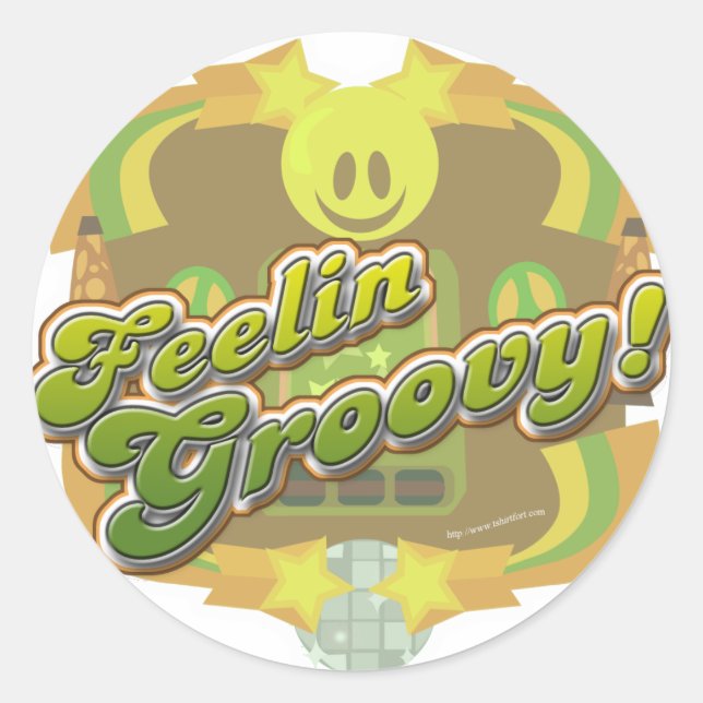 Feelin Groovy Liebe Der Stil der 70er Jahre Runder Aufkleber (Vorderseite)