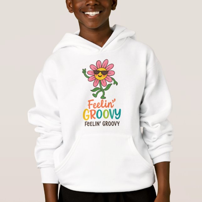 Feelin’ Groovy Retro Flower Kids’ Pullover Hoodie (Vorderseite)