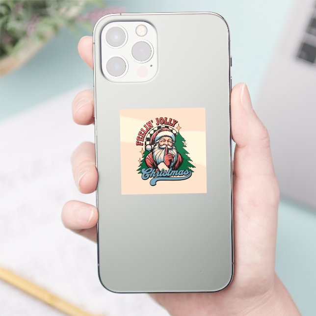 Feelin’ Jolly Christmas Santa . Aufkleber (Telefon)