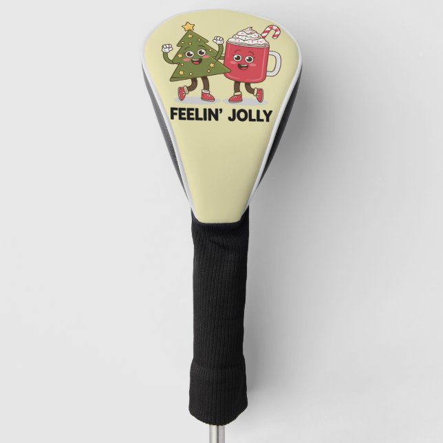 Feelin Jolly Christmas Tree Kaffee Lover Winter Golf Headcover (Vorderseite)