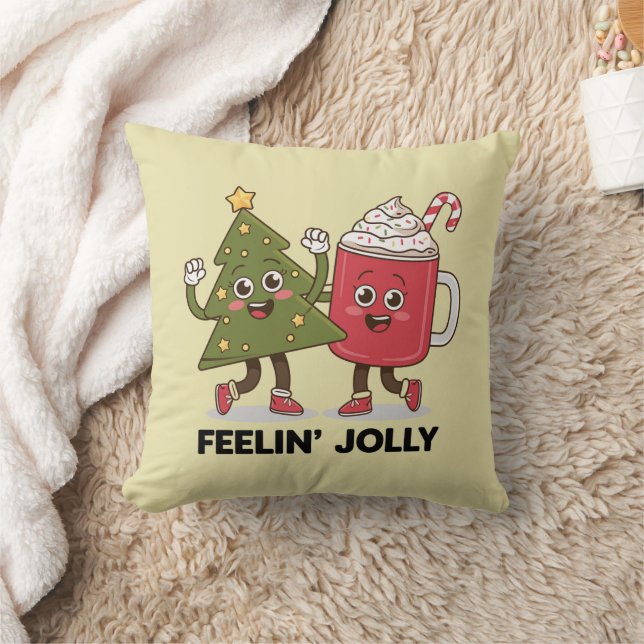 Feelin Jolly Christmas Tree Kaffee Lover Winter Kissen (Decke)