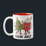 Feelin Jolly Christmas Tree Kaffee Lover Winter Zweifarbige Tasse<br><div class="desc">Feelin Jolly Christmas Tree Kaffee Lover Winter</div>