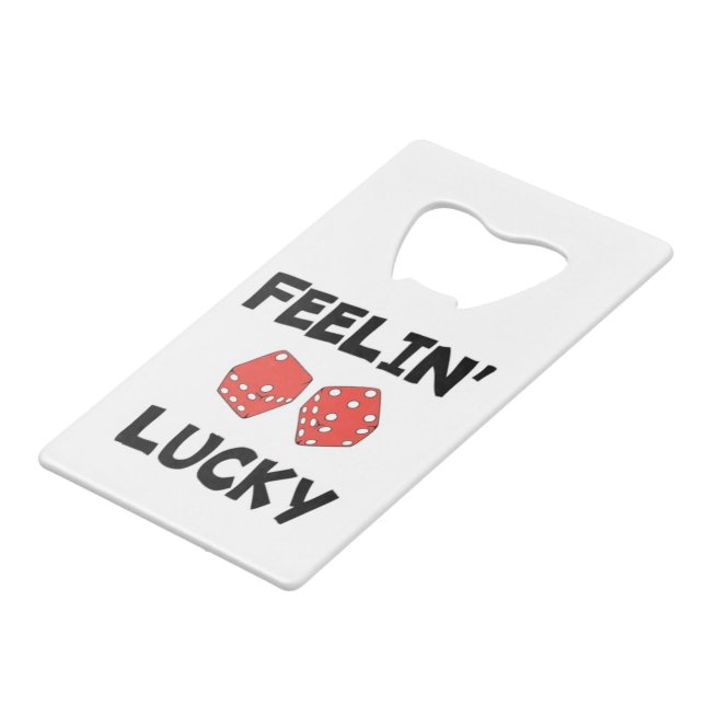 "FEELIN' LUCKY DICE GELDKARTEN FLASCHENÖFFNER (Vorderseite Schrägansicht)