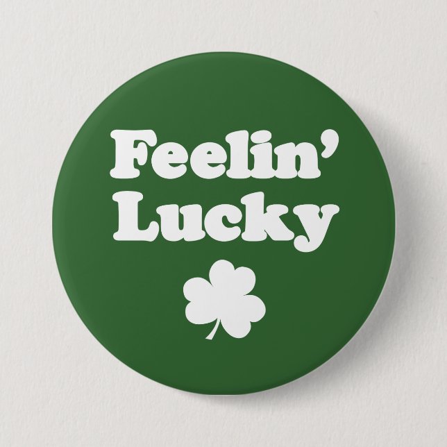 Feelin' Lucky Kleeblatt Button (Vorderseite)