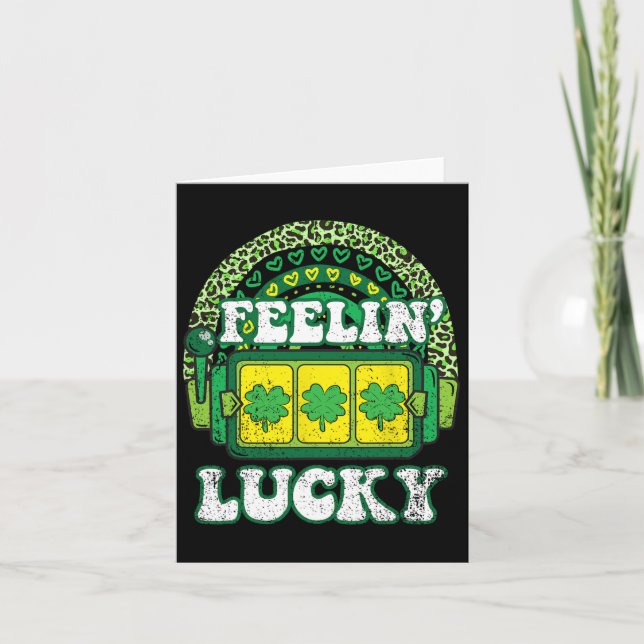 Feelin Lucky St Patricks Day Kleeblatt 4 Leaf Clov Karte (Vorderseite)