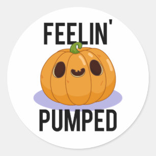 Feelin Pumped Funny Pumpkin Pub Runder Aufkleber