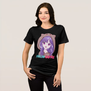 Feelin Süsse Anime Lila-haarige Teenagermädchen Tri-Blend Shirt