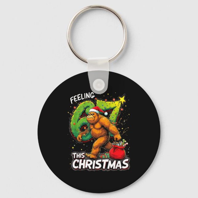 Feeling 67 Funny Christmas Bigfoot Holiday  Schlüsselanhänger (Vorderseite)