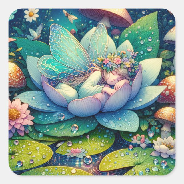 Feeling auf einer unsicheren Blume Quadratischer Aufkleber (Vorderseite)