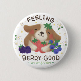 Feeling Berry Good: Cute Dog with Berries Button