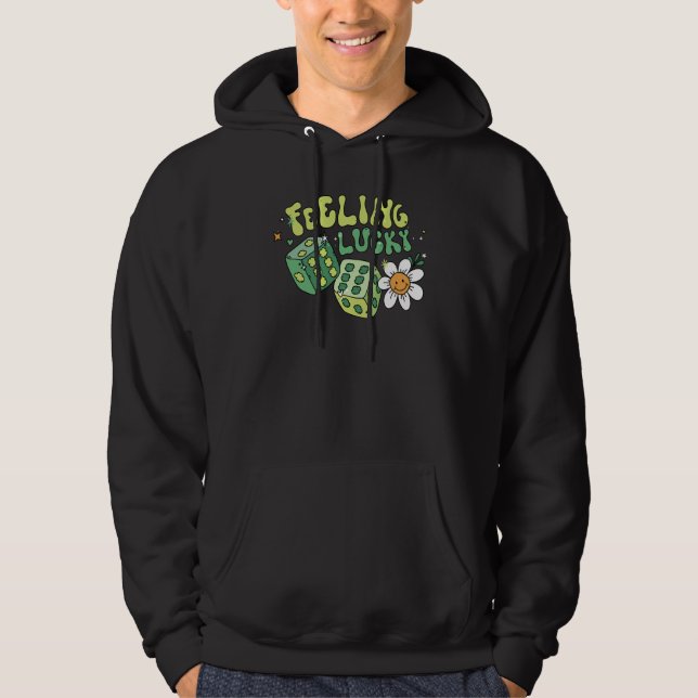 Feeling Lucky Dice Retro Groovy St Patrick's Day W Hoodie (Vorderseite)