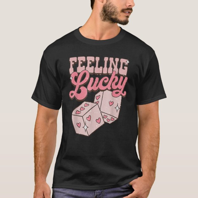 Feeling Lucky Valentines Day Cute Hearts Girls Boy T-Shirt (Vorderseite)