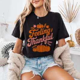 Feeling Thankful Fall Leaves Pumpkins Thanksgiving T-Shirt
