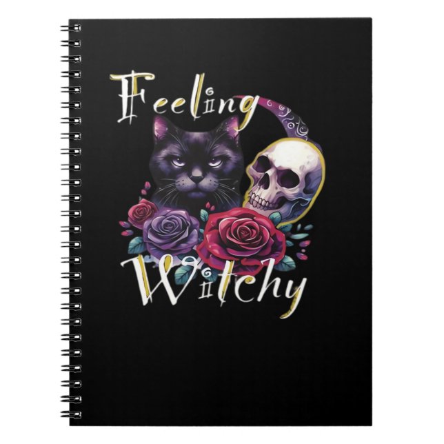 Feeling Witchy Black Cat Classic T-Shirt Notizblock (Vorderseite)
