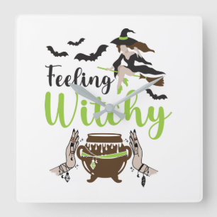 Feeling witchy Magic Halloween Quadratische Wanduhr