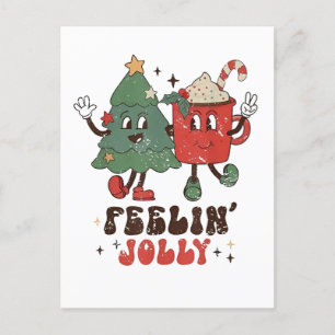 Feelin'Jolly Christmas Hot Cacoa Groovy Einladungspostkarte
