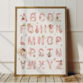 Feen-Alphabet-ABC-Plakat Kinderzimmer-Dekoration Poster