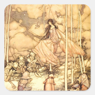 Feen Arthur Rackham Quadratischer Aufkleber