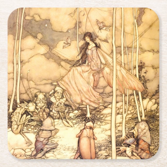 Feen Arthur Rackham Rechteckiger Pappuntersetzer (Vorderseite)