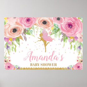 Feen-Baby-Party Hintergrundbanner Blumen Baby Mädc Poster