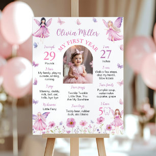 Feen-Blumen-Schmetterling-Erster-Jahres-Foto-Meile Poster