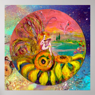 FEEN DER SONNENBLUMEN gelb orange rosa funkeln Poster