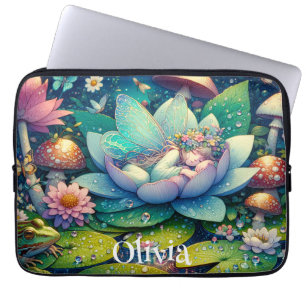 Feen, die auf einer Blume schläft, personalisiert Laptopschutzhülle