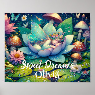Feen, die auf einer Blumen-Feinmärchen-Personalize Poster