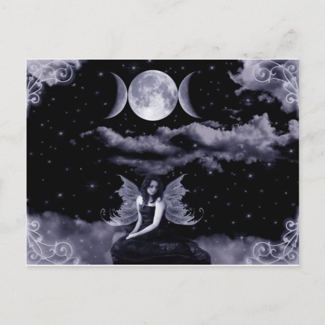 Feen, Drachen und Mond Postkarte (Vorderseite)