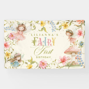 Feen-Erstgeburtstag Bunte Verzauberte Garten Banner