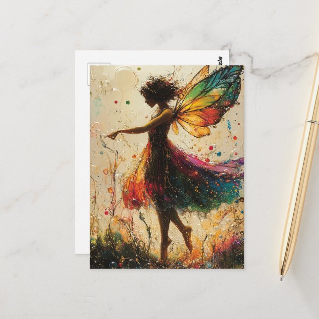 Feen-Fantasie Postkarte (Vorderseite/Rückseite Beispiel)
