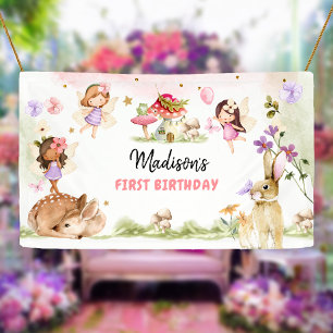 Feen-Geburtstag 1. verzauberter Wald Mädchen Blume Banner