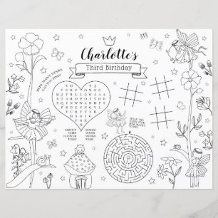 Feen-Geburtstags-Coloring-Set für den Tisch
