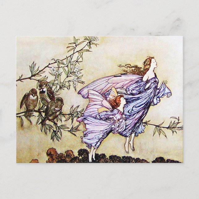 Feen in der Postkarte Bäume (Vorderseite)
