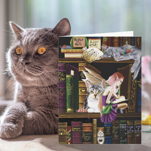 Feen Magische Katzen Verzauberte Bibliothek Bücher Karte