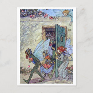 Feen-Mischief-Vintage-Illustrations-Postkarte Postkarte