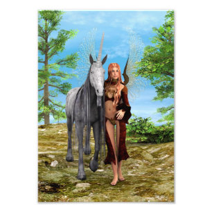 Feen mit Einhorn Fotodruck