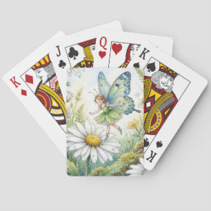 Feen-Schmetterling in einem Gänseblümchen-Garten Spielkarten