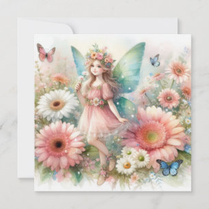 Feen und Blumen in Pastellfarben Aquarell  Feiertagskarte