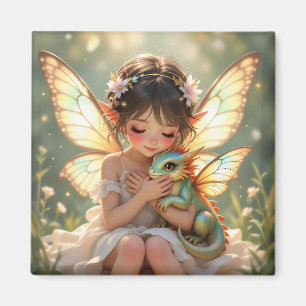 Feen und Drache   Chibi Anime Märchen Magnet