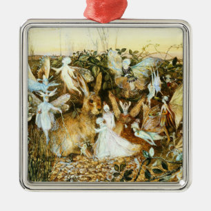 Feen und Kaninchen Ornament Aus Metall
