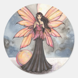 Feen- und Mond-Fantasie-Kunst Runder Aufkleber