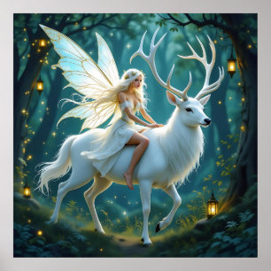 Feen- und Weißhirsch-Märchenwald Poster