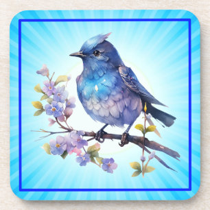 Feen-Vogel-Blumen-Aquarell-Clipart-73611 Getränkeuntersetzer