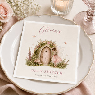 Feen-Wald-Mädchen Rosa Baby Shower Party Serviette