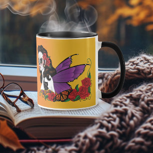 Feen Zucker Schädel Lila Flügel Rosen Sonnenunterg Tasse
