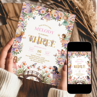 Feenblume 3. Geburtstagseinladung Einladung